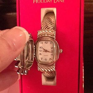 NWT*Silver illusion cuff Bracelet w/ hidden watch